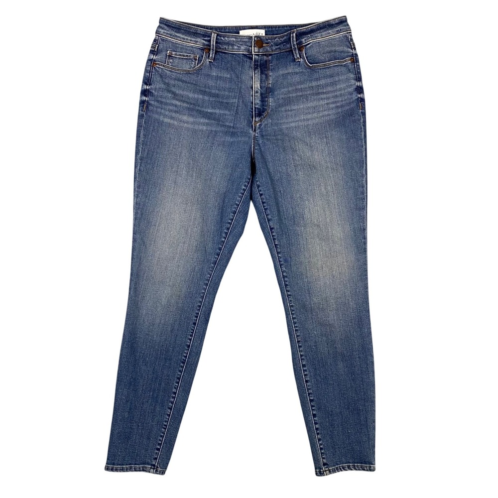 LOFT Curvy High Waist Skinny Ankle Jeans Womens 30/10 Medium Wash Blue Denim